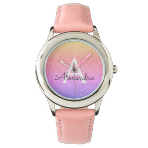 Montre Parties scintillant rose pourpre et Monogramme éti