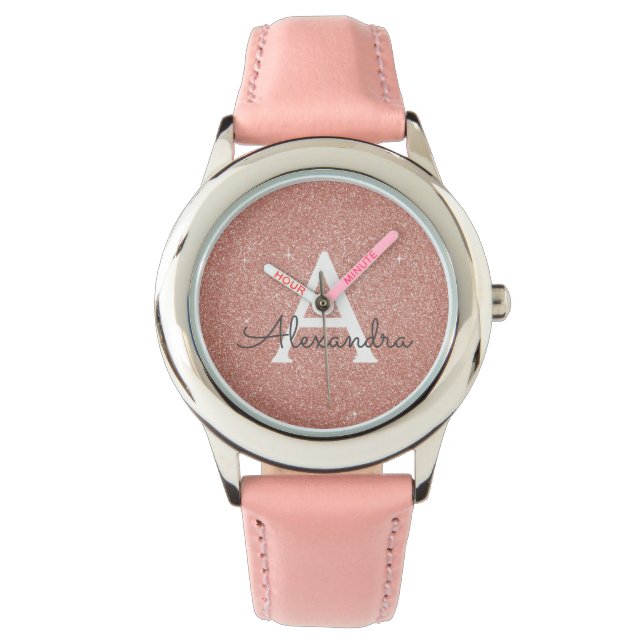 Montre Parties scintillant rose Rose or et Monogramme éti (devant)