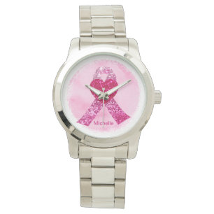 Montre Parties scintillant rose Ruban Cancer du sein Pers