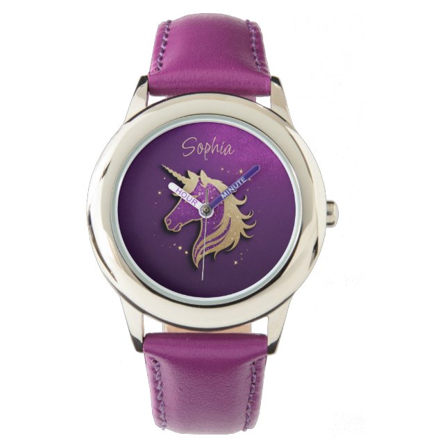 Montre Parties scintillant rose Unicorne Silhouette perso (devant)