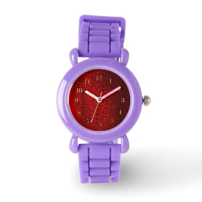Montre Parties scintillant rouge et noire (Recto)