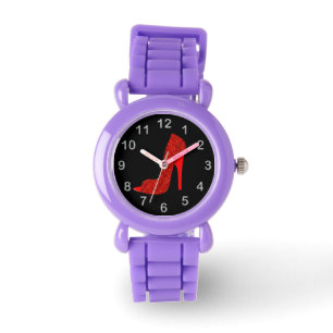 Montre Parties scintillant rouge look glam talon haute ch