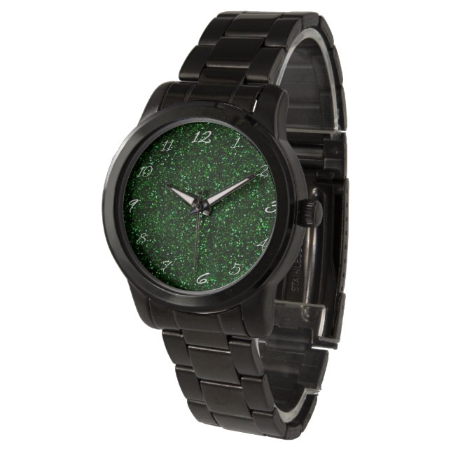 Montre Parties scintillant vert émeraude foncé (Incliné)