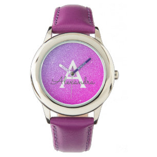 Montre Parties scintillant violette et étincelante Monogr
