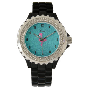 Montre Parties scintillantes roses nommées personnalisé