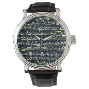 Montre Partition Beethoven jaune vif sur bleu
