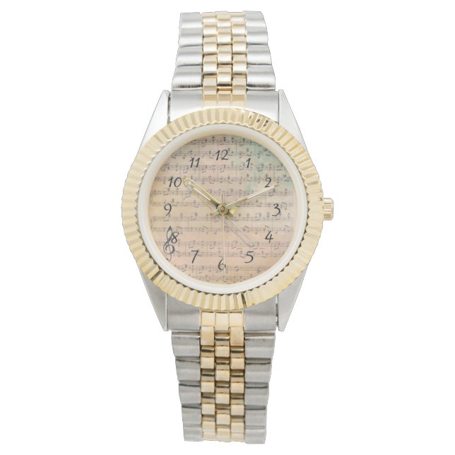 Montre Partition vintage avec trombone (devant)