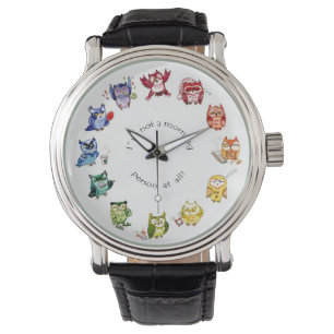 Montre Pas hiboux d'un arc-en-ciel de personne de matin