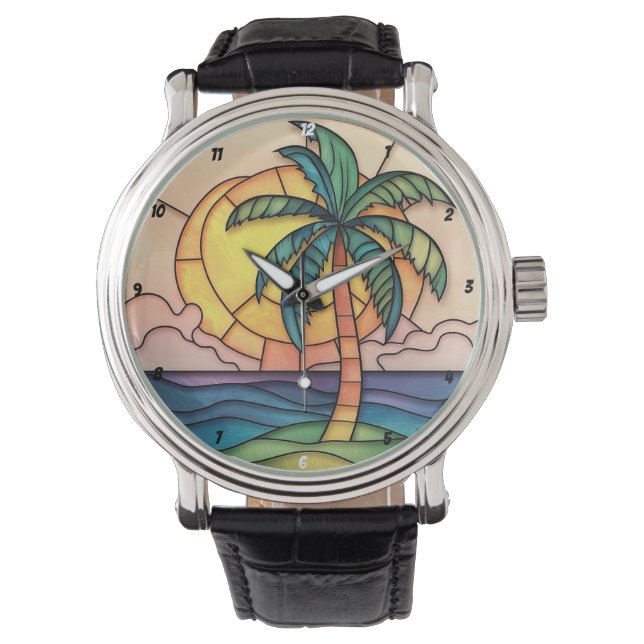 Montre Pastel Stained Glass Tropical Sunset (devant)