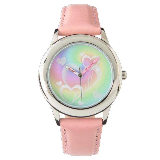 Montre Pastel Swirls Hearts Wrist Watch (devant)