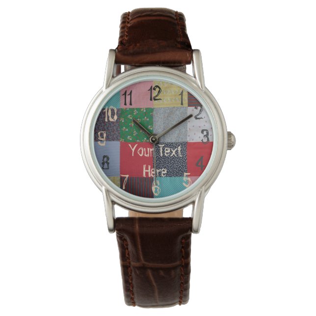 Montre patchwork carré cottagecore (devant)