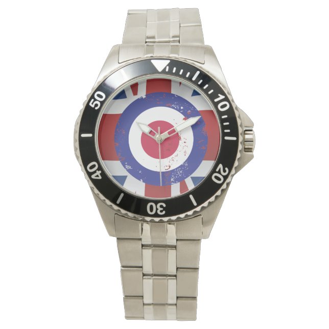 Montre Patiné Mod Target sur l'effet soie Union Jack (devant)