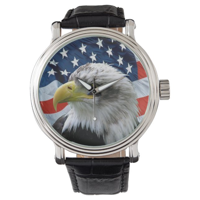 Montre Patriotique Aigle Drapeau Américain Numberles Rega (devant)