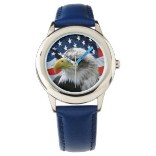 Montre patriotique de drapeau américain d'Eagle