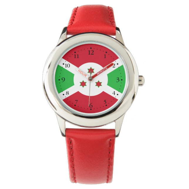 Montre patriotique du drapeau du Burundi (devant)