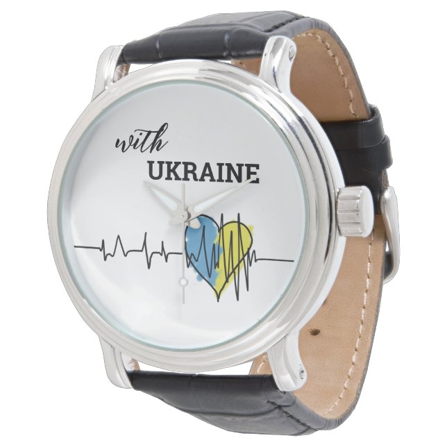 Montre Patriotique ukrainien jaune palpitation du coeur b (Incliné)