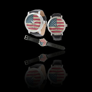 Montre Patriotique Vintage américain États-Unis Drapeau M