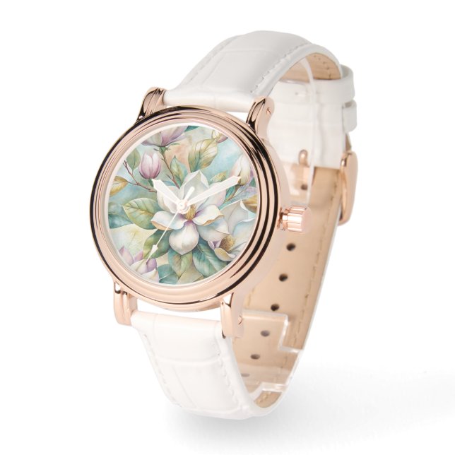 Montre Pattern Elegant Magnolias (Angle)