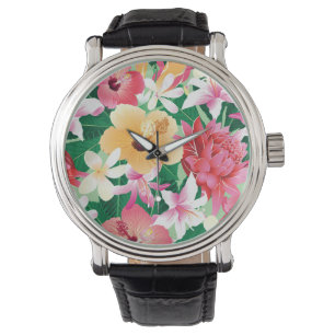 Montre Pattern tropical hibiscus