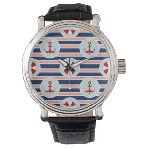 Montre Patterns de Nautical Stripes and Dots