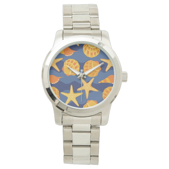 Montre Patters bleus et orange Seashell (devant)