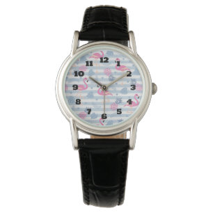 Montre Patters de Whimsical Flamingo et Pineapple