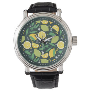 Montre Patters de Yellow Lemon and Green Lime Fruit Food