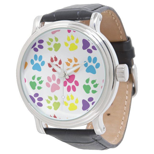 Montre Pattes Colorées, Pattes de Chien, Pattes de Chat (Incliné)