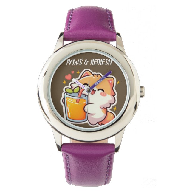Montre Pattes personnalisées et design de chat mignon Ref (devant)