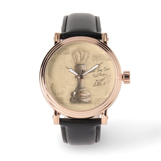 Montre Pawn King, Vieux Joueur d'échecs Vintage Cadeau (Recto)