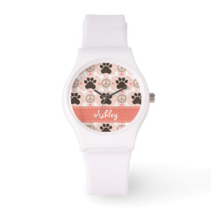 Montre Pawprint personnalisées Peace Love Dogs