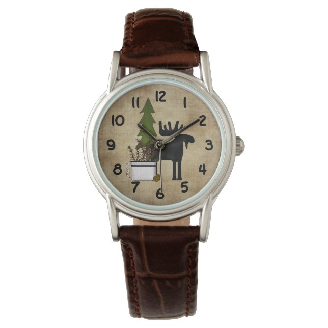 Montre Pays rustique Silhouette Mountain Moose (devant)