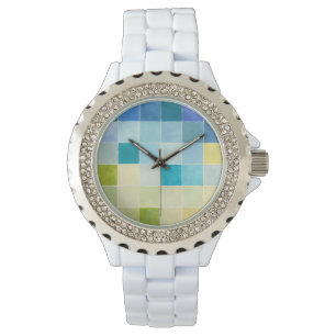 Montre Paysage avec les carrés Pixilated multicolores