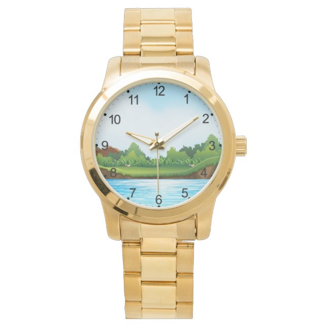 Montre Paysage bleu ciel vert-10826 (devant)