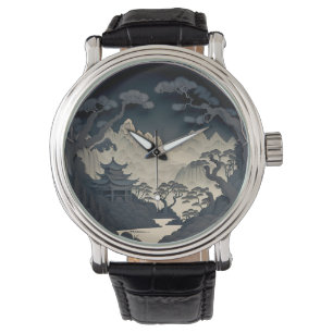 Montre Paysage Chinois encadré 3D gris