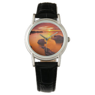 Montre Paysage marin orange, coucher de soleil, Californi