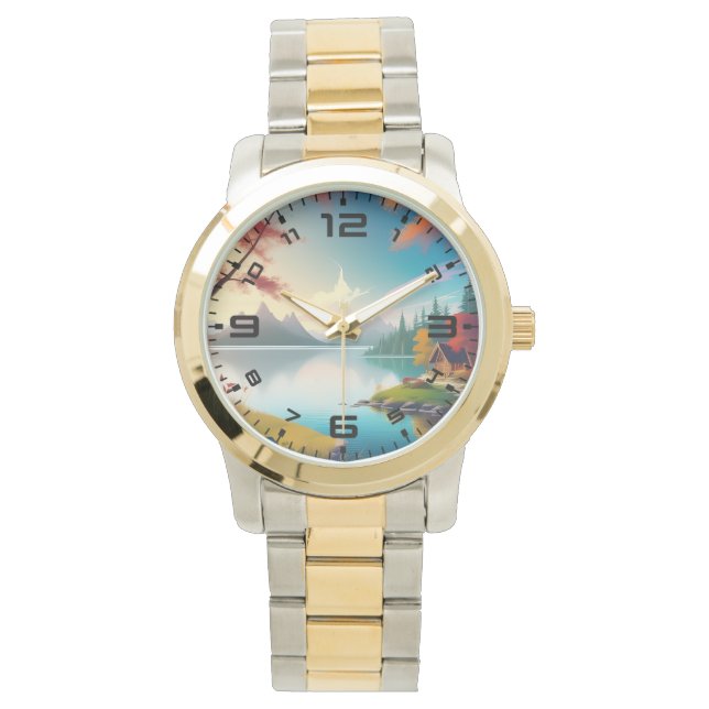 Montre Paysage naturel avec lac et chalet (devant)