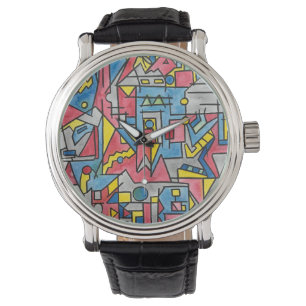 Montre Paysage urbain - Art géométrique Bauhaus moderne a