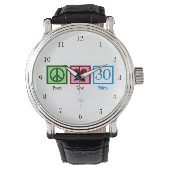 Montre Peace Love 30e anniversaire mignonne fête (devant)