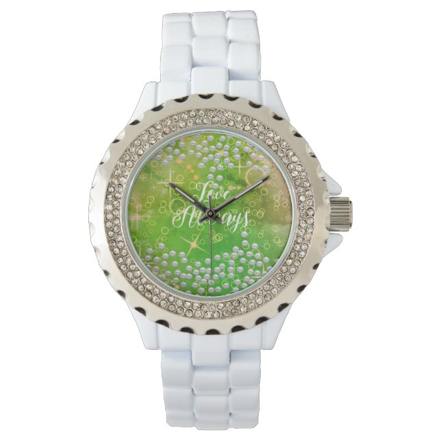 Montre Pearles romantiques Green eWatch (devant)