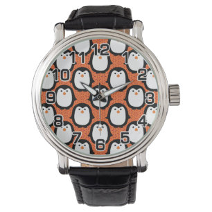 Montre Peau mignonne de motif de pingouin