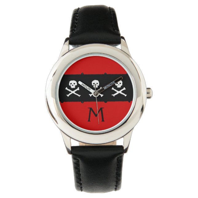 MONTRE PEAUX ET OBJETS CROISÉS DRAPEAU DE PIRATE NOIR ROU (devant)