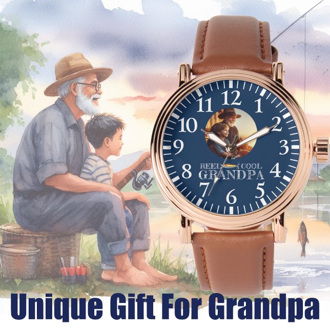 Montre Pêche cadeau d'anniversaire pour grand-père Photo (Créateur téléchargé)
