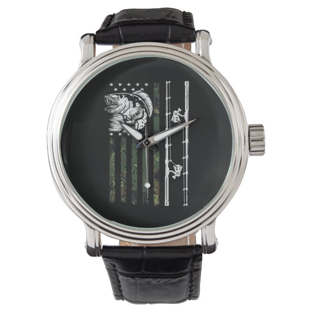 Montre Pêche Camouflage USA Drapeau pour Bass Fisherman (devant)