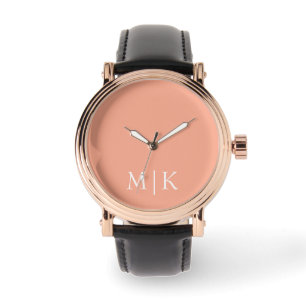 Montre Pêche et blanc Monogramme moderne