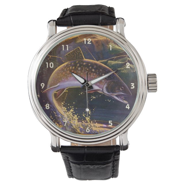 Montre Pêcheur de truite vintage, Pêche sportive (devant)