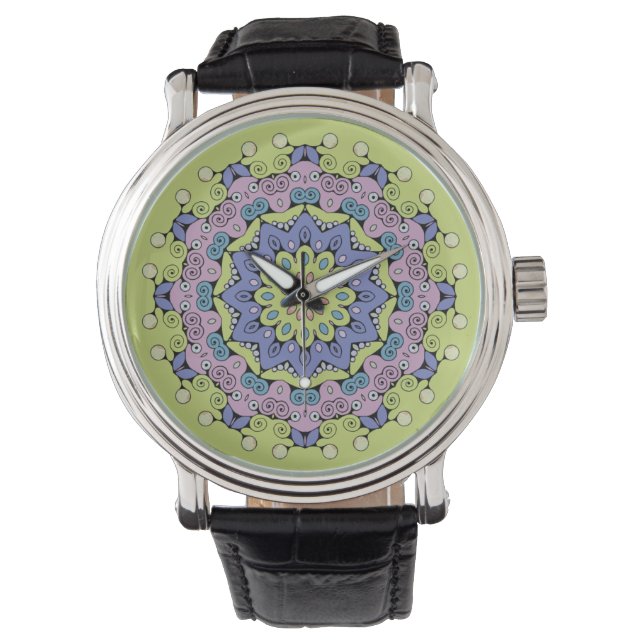 Montre Peinture à la main Mandala Horloge Face 2 (devant)
