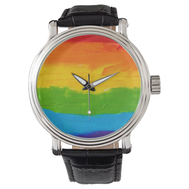 Montre Peinture à l'huile Couleurs arc-en-ciel Gay Lesbia (devant)