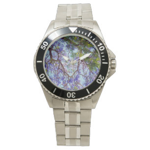 Montre Peinture à l'huile d'arbre de Jacaranda violet, Mo