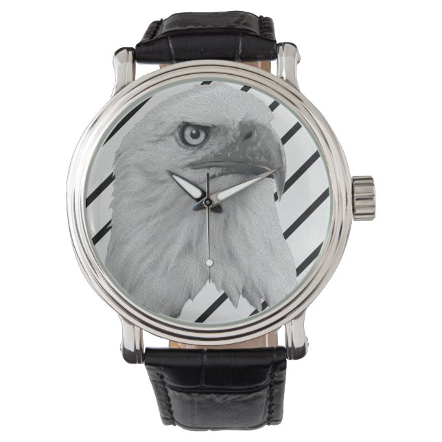 Montre Peinture à l'huile de visage d'aigle chauve, (devant)